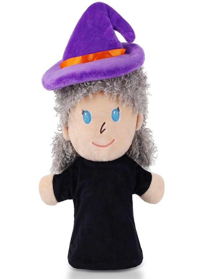 ZJoey Castle Hand Puppets Fairy Tales Queen & King, Princess & Prince, Elf & Witch Plush Toys Role-Play Toy Puppets for Kids Storytelling Imaginative Pretend Play Teaching Preschool(Witch) - Image 1